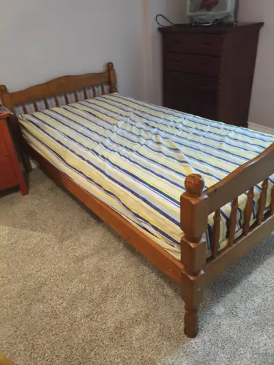 5 pcs single bed w mattress with nightstand and 5 drawers chest, View more