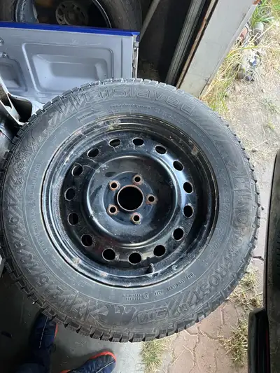 Set of four 215/70R16 winter tires on steel rims. All 4 tires at 5-6/32” which is good for one more...