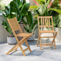 Acacia Wood Folding Bistro Chairs, Natural (Qty: 6)