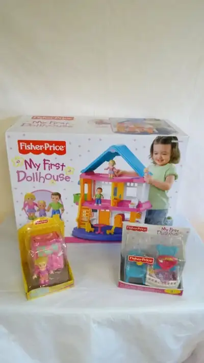 Vtg Fisher-Price My First Dollhouse  and 2 Extra Playsets New, View more