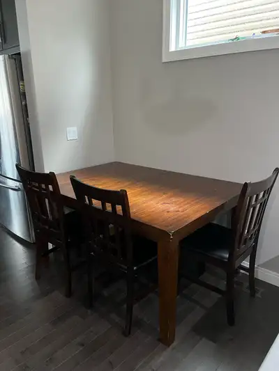 Extendable Brown Dining Table with 3 Chairs, View more