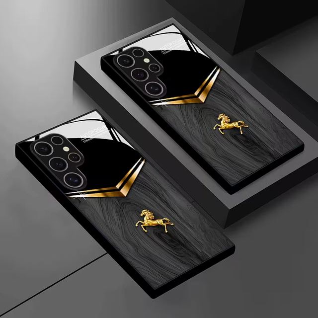 Samsung S24 Ultra Black Textured Glass Phone Case with Golden in Cell Phone Accessories in St. Catharines - Image 6