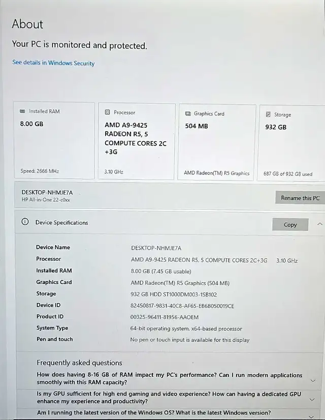 21" HP All-in-One computer - model 22-c0009 in Desktop Computers in Mississauga / Peel Region - Image 11