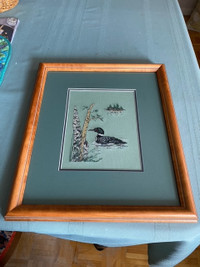 Framed Counted cross stitch Loon