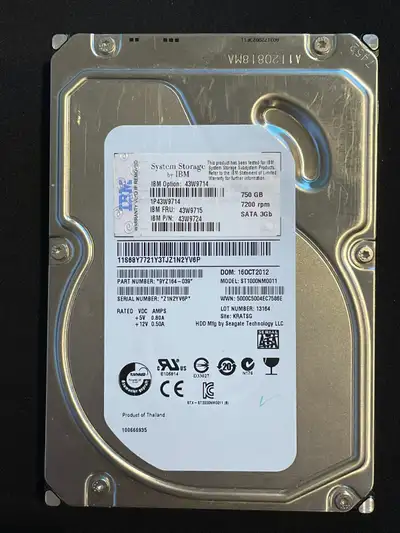 750GB 3.5" Desktop Hard Drive SATA 7200RPM, View more