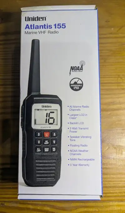 Atlantis 155 UNIDEN Handheld Marine Radio NEW IPX8 NOAA floats, View more