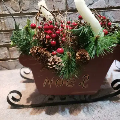 Winter Decor Sleighs with Wonky Candles @$10, or 3 for $25, View more