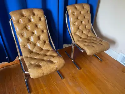 Pristine Pair of 1960s Mid-Century Modern Lounge Chairs – Tufted, View more