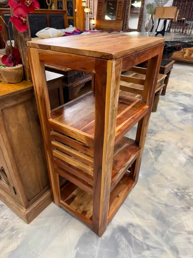 ✅ 2 Tables de chevet hautes, 2 Étagères bois de rose massif inde in Bookcases & Shelving Units in City of Montréal - Image 4