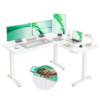  Shaped Glass Standing Desk Motor Electric Corner, View more