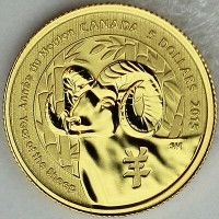 2015 ROYAL CANADIAN MINT YEAR OF THE SHEEP 1/10 oz gold coin