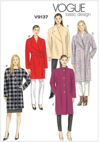 Sewing Pattern: Vogue 9137 Coat, V, round or stand up