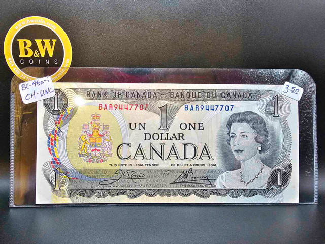1973 Canadian $1 BC-46a-i CH-UNC Banknote!!! in Arts & Collectibles in Mississauga / Peel Region - Image 3