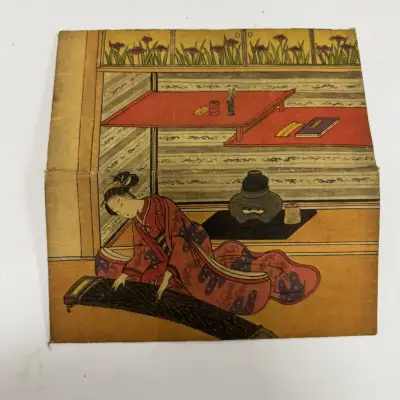 Vintage Japanese Decorative Paper Card – Geisha Art & Calligraph, View more