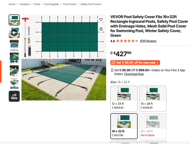 VEVOR Pool Safety Cover Fits 16x32ft Rectangle Inground Pools | Hot ...