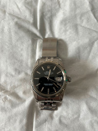 Rolex Date Just 36 mm 1603 black dial jubilee bracelet naked