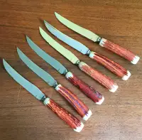 Vintage Cutron Faux Antler Steak Knives Set of 6