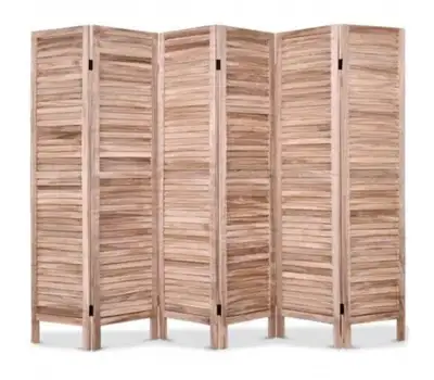 6-Panel Classic Venetian Wooden Slat Room Divider Screen (Brown), View more