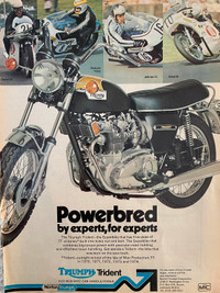 1975 Triumph Trident Original Ad Free Shipping 