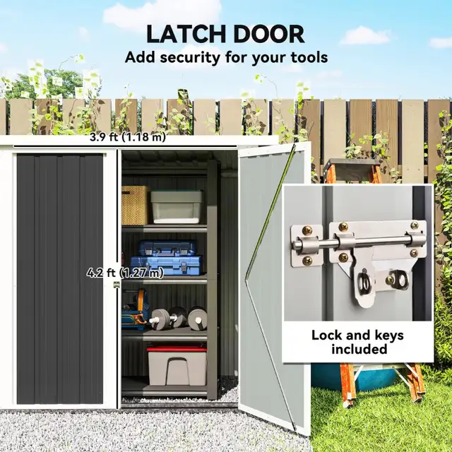 5x3 Metal Garden Storage Shed with Double Door, Durable Metal Sh in Outdoor Tools & Storage in Markham / York Region - Image 6