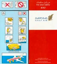Boeing 767 GULF AIR Safety card 