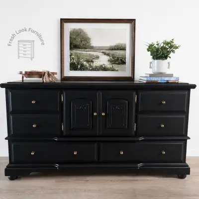 Refinished Black 8 Drawer Dresser, View more