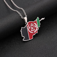 Brand new Afghanistan Map Flag Pendant Necklace Stainless Steel