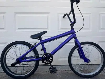 Youth Blue BMX Bike, pegs, 20” wheels, 17.5” top tube, 11” frame, View more