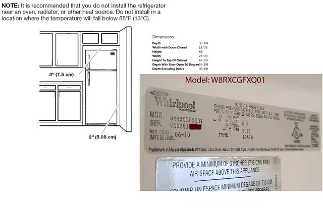 Top freezer refrigerator Whirlpool63234962076547123