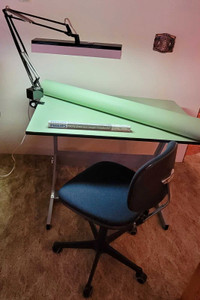 Drawing table & Luxo lamp plus free Task chair