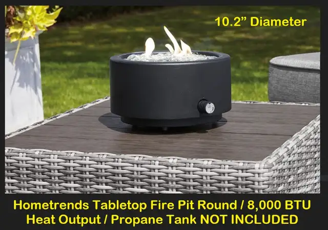 (NEW) Tabletop Fire Pit 10” Round 8000 BTU Heat Output Hometrend628637289788181218