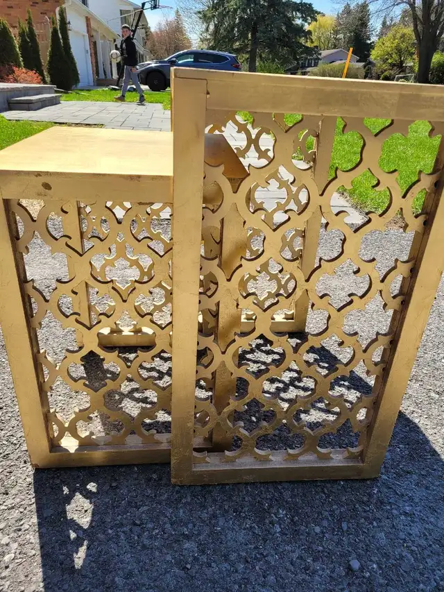 Gold leaf wooden end tables - set in Other Tables in Ottawa - Image 4