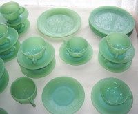Fire king Jadeite cups,saucers and plates