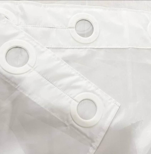 White Split Shower Curtain for Bath,Polyester Fabric Bathroom Cu in Bathwares in Kitchener / Waterloo - Image 2