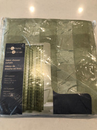 Brand New Green textured Fabric Shower Curtain - NEW in package