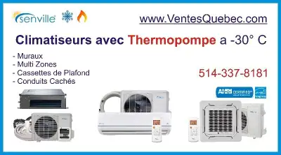 Vente directe (Nous ne faisons pas d'installation) Air Climatisé Mural avec Thermopompe " Senville A...