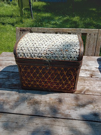 Antique Sewing Basket, 10"H x 12"W x 9.5"L, Decorative 