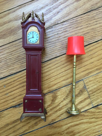 Vintage Louis Marx Dollhouse - Lamp and Grandfather Clock