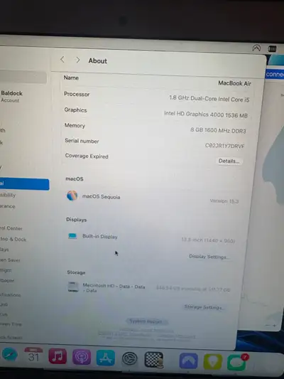APPLE  Mac Air 2 Laptop for parts, View more