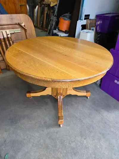 Round Oak Rolling Dining Table, View more