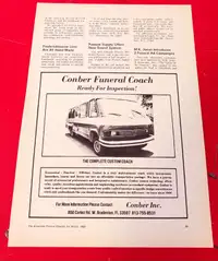 RARE 1983 COMBER CUSTOM COACH HEARSE LIMO FUNERAL VEHICLE AD