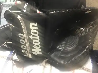 Heaton goalie glove,sherwoood 12 inch gloves and tackla pants, View more