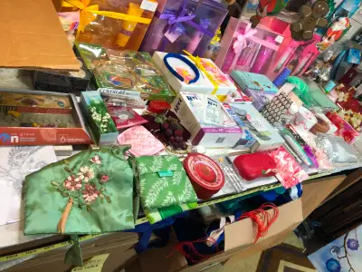 Bargain Barn indoor garage sale. Many dozen new and used Items including Candle gifts, Body care gif...