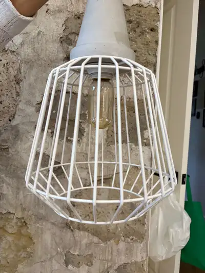 Industrial Concrete and White Wire Pendant Light, View more
