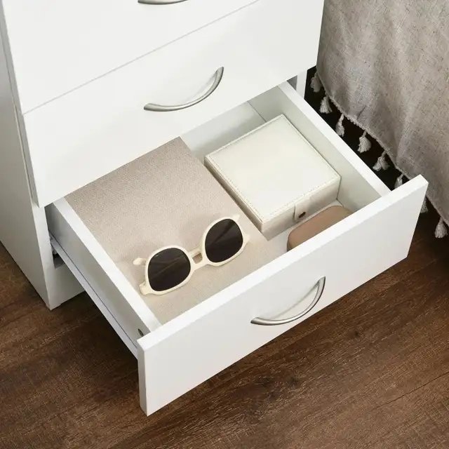 White Bedside Table with 3 Drawers, Modern Wood Nightstand in Dressers & Wardrobes in Markham / York Region - Image 9
