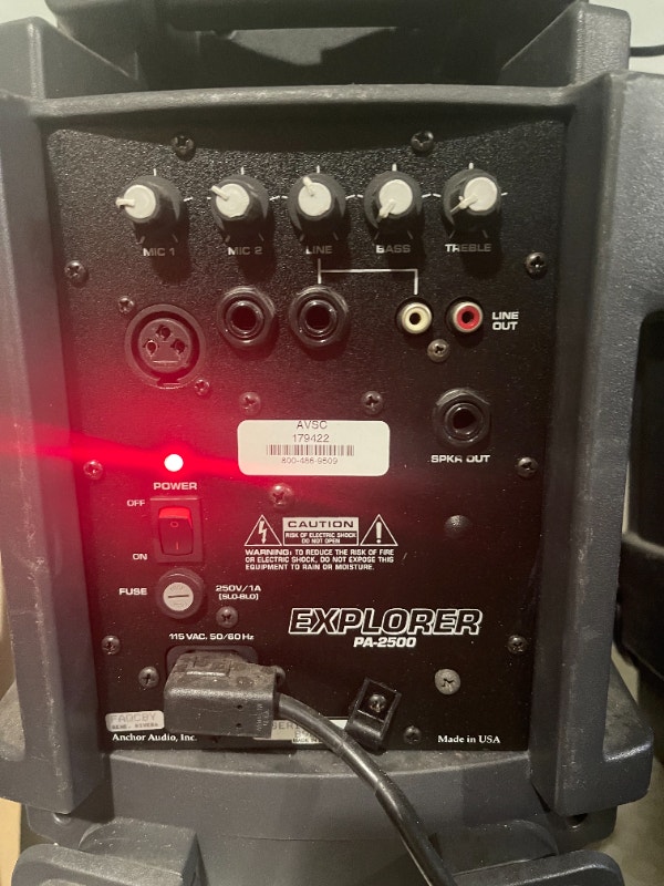 Anchor Explorer PA2500 Powered Speaker x 4 with microphones Speakers