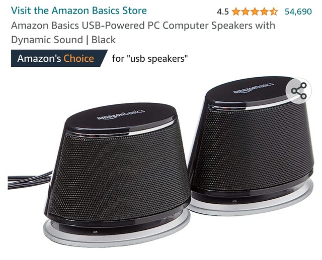 Amazon Basics Computer Speakers with Dynamic Sound in Speakers, Headsets & Mics in City of Toronto