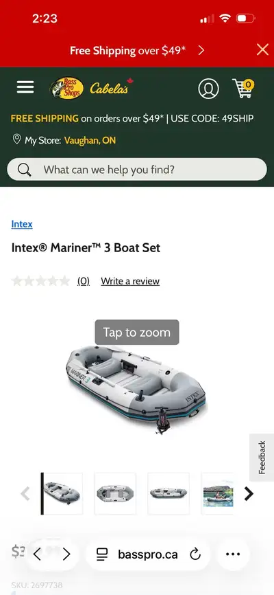 Intex Mariner 3 Inflatable Boat – originally purchased from Bass Pro and used only twice. It's an ex...