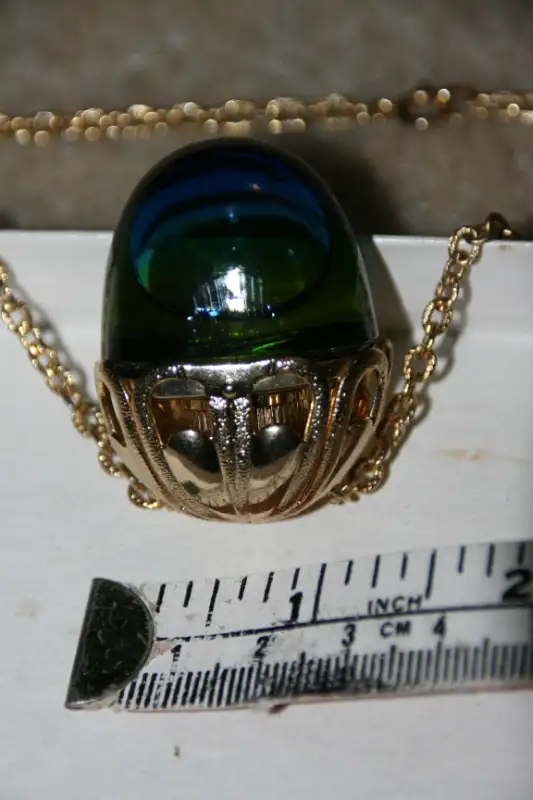 AVON PERFUME 30" NECKLACE 1970'S COBALT BLUE GLASS Almost Full63006662348035121