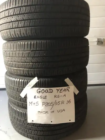 Selling a set of (4) Goodyear RS-A 205/55/16 M/S tires. The tires have 70% tread left on the tires i...